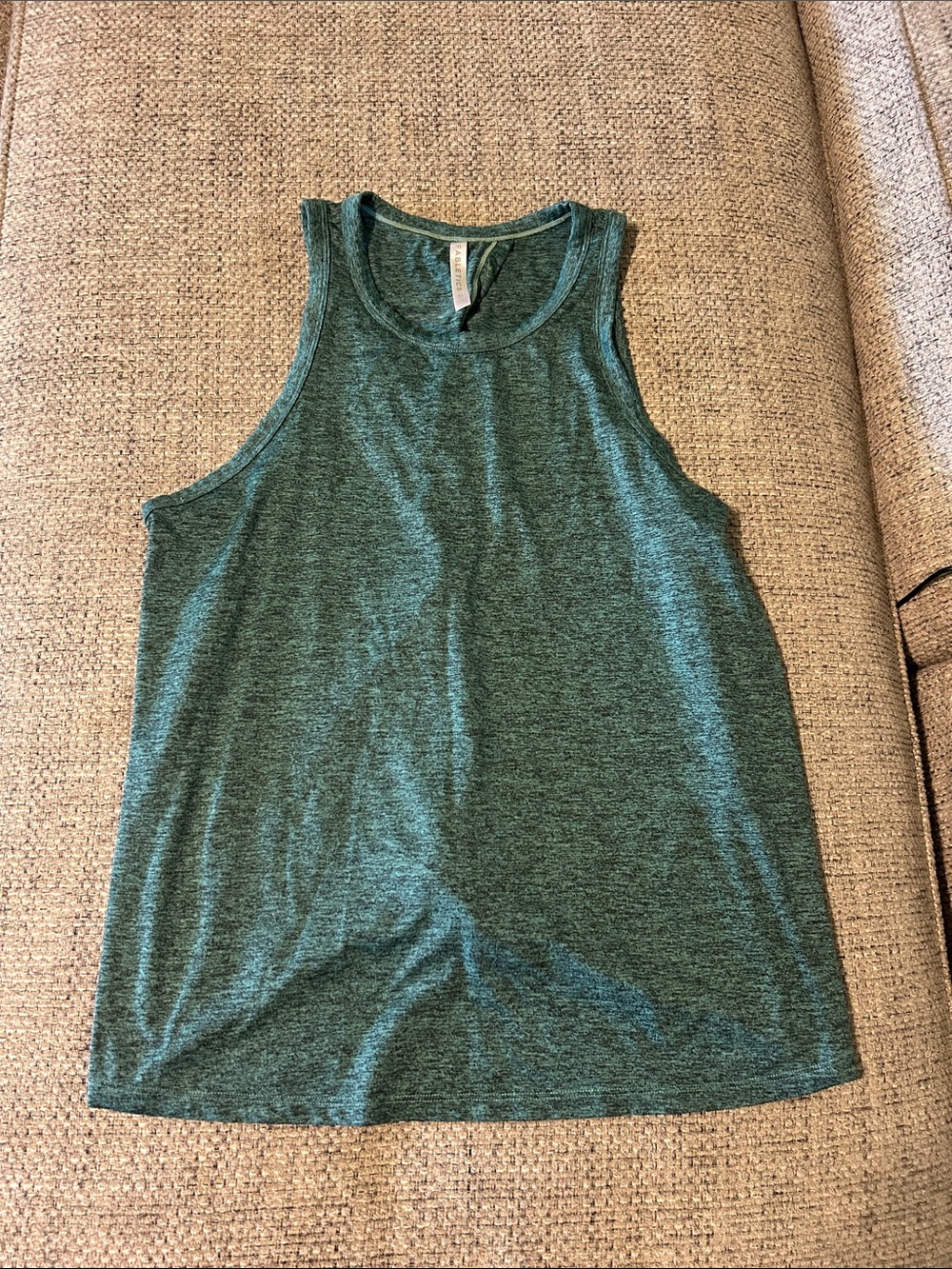 Fabletics Split Open Back Heather Teal Tank MEDIUM